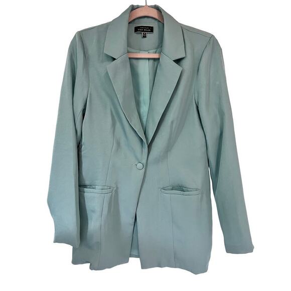 Blue Blush Single Breasted One-Button Lined Blazer Mint Green Womens Size Medium - Picture 1 of 4
